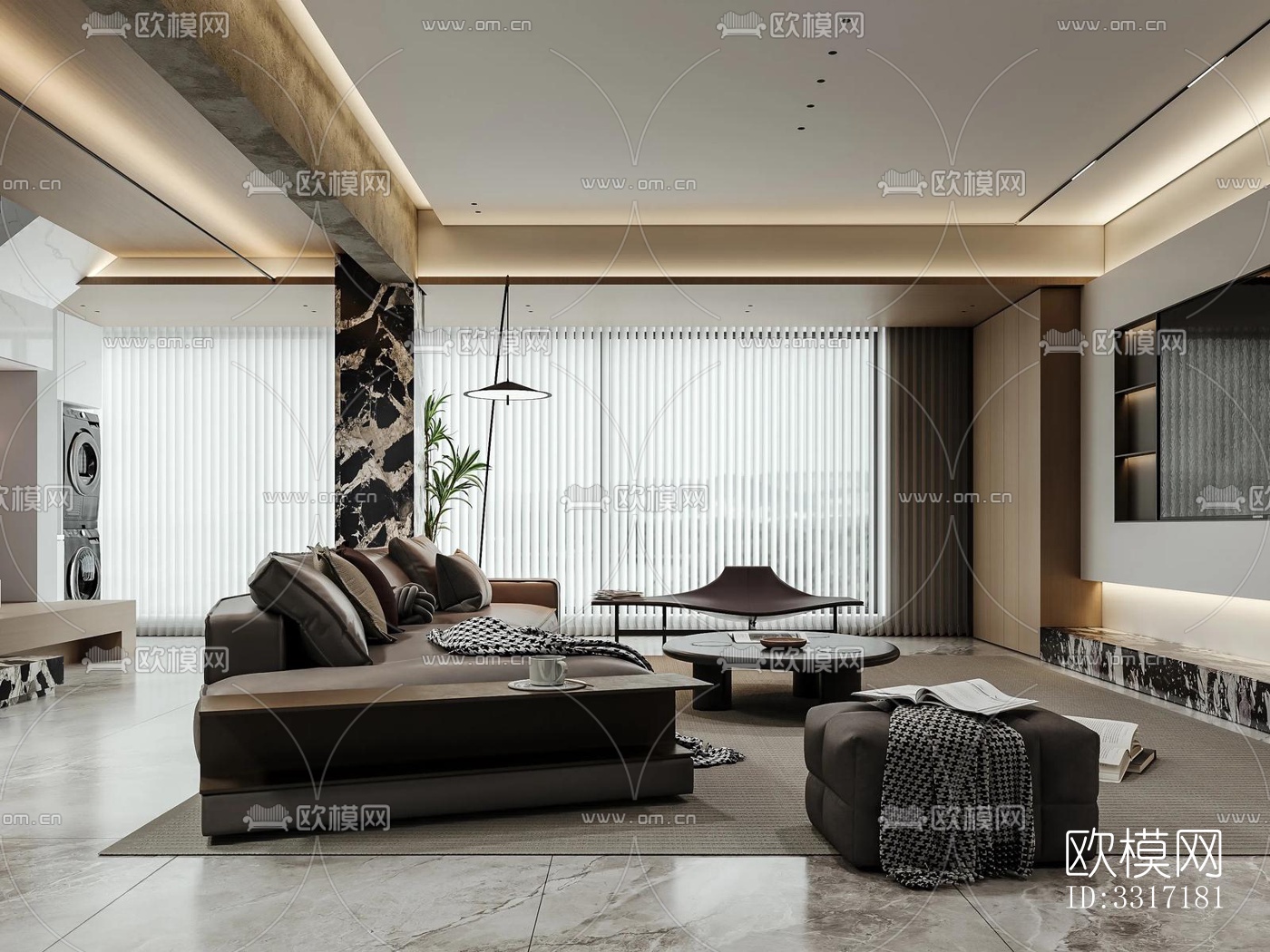 现代客厅效果图下载（渲染图3）