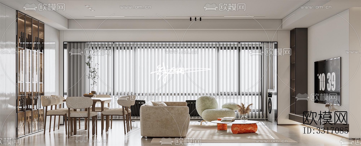 现代客厅效果图下载（渲染图4）