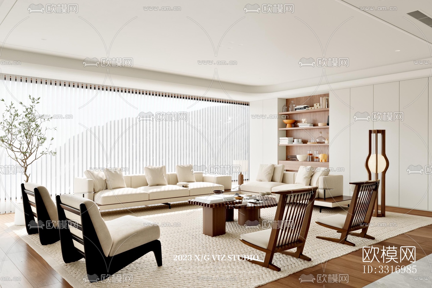 现代客厅效果图下载（渲染图8）