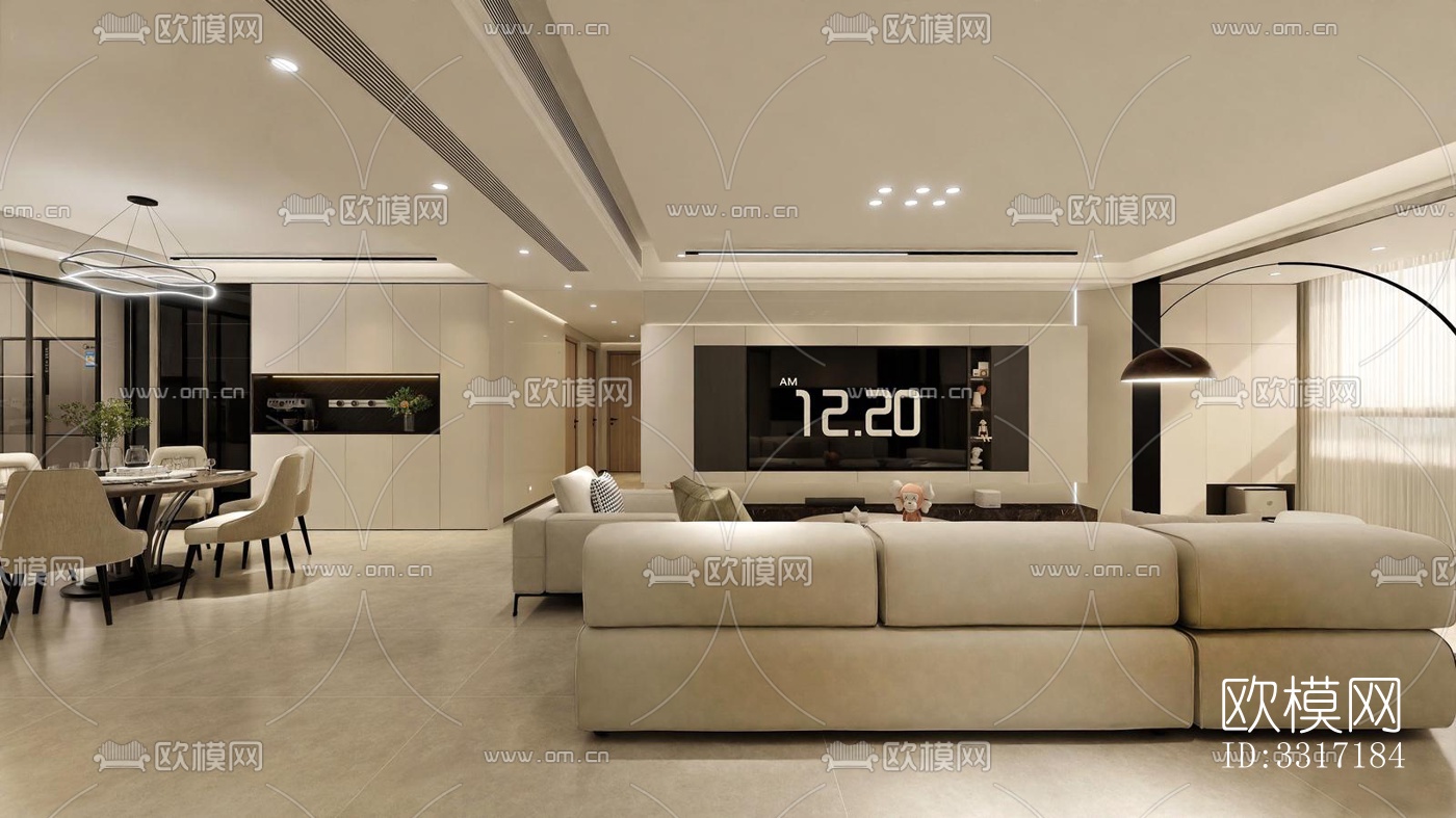 现代客厅效果图下载（渲染图4）