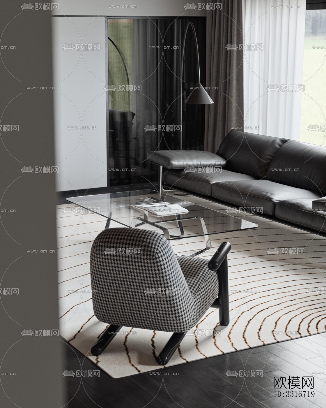 现代客厅效果图下载（渲染图5）