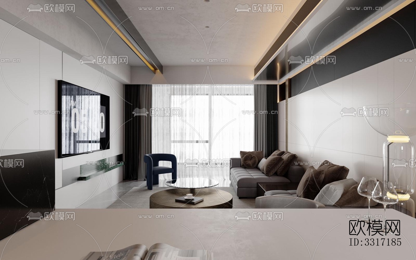 现代客厅效果图下载（渲染图1）
