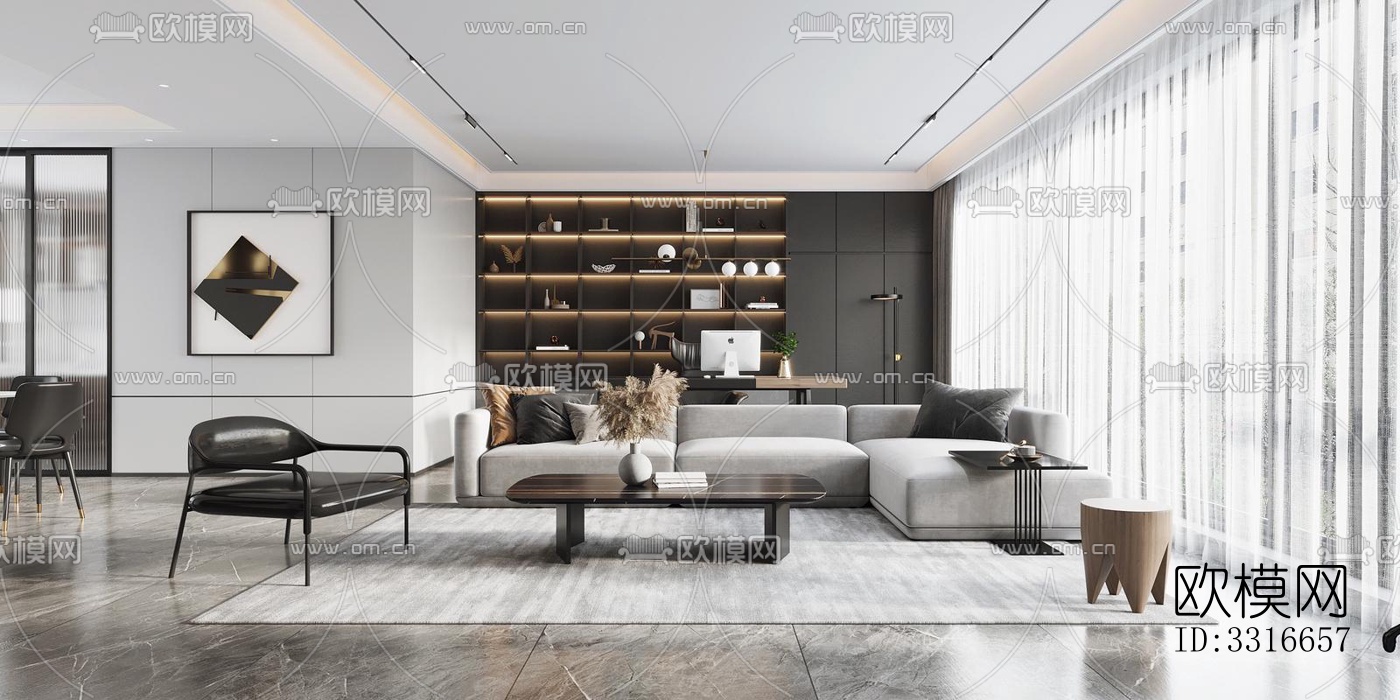 现代客厅效果图下载（渲染图12）