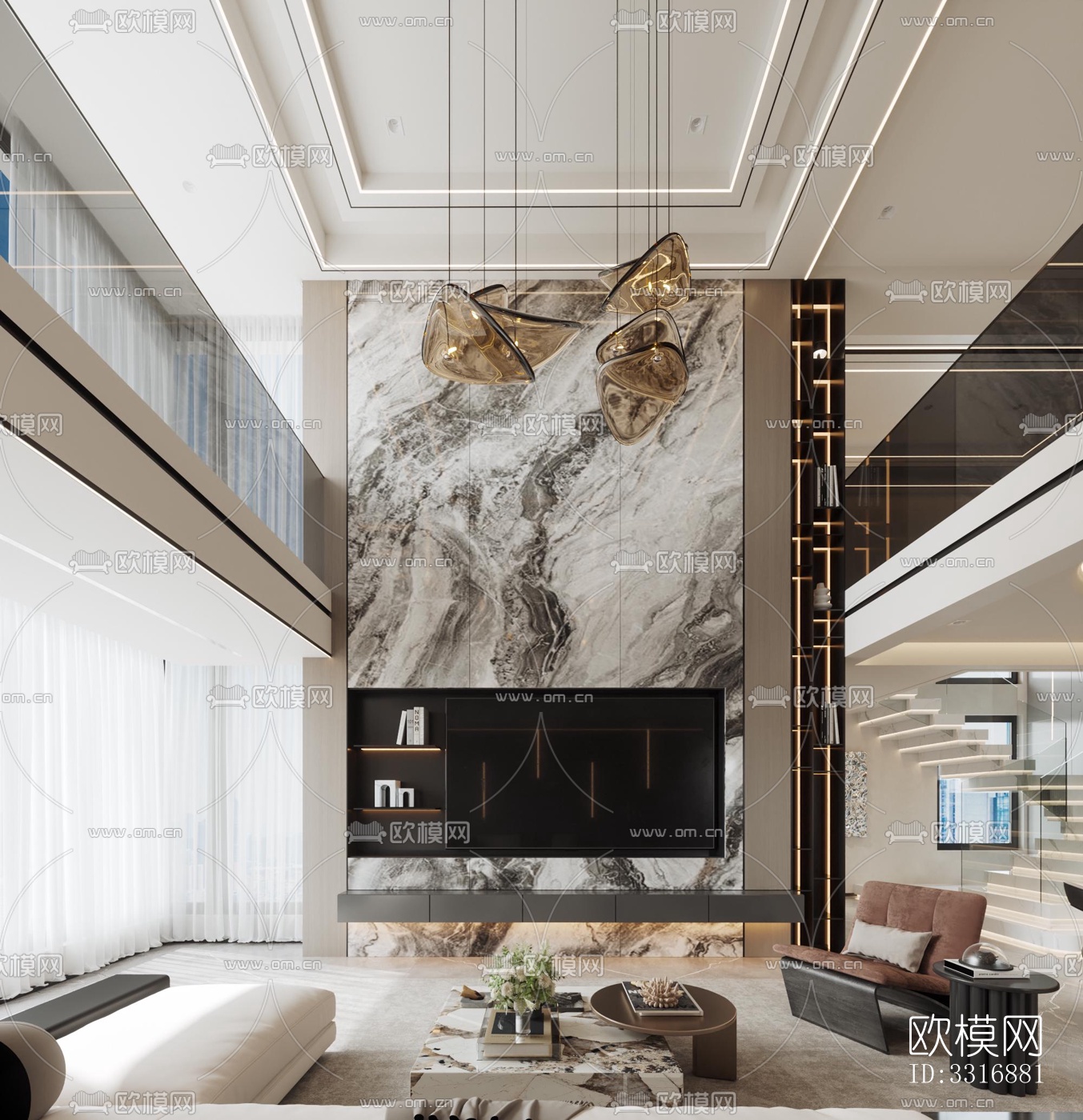 现代客厅效果图下载（渲染图6）