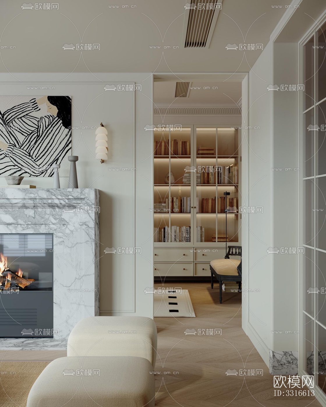 法式客厅效果图下载（渲染图5）