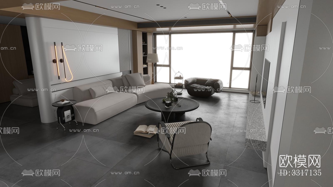 现代客厅效果图下载（渲染图10）