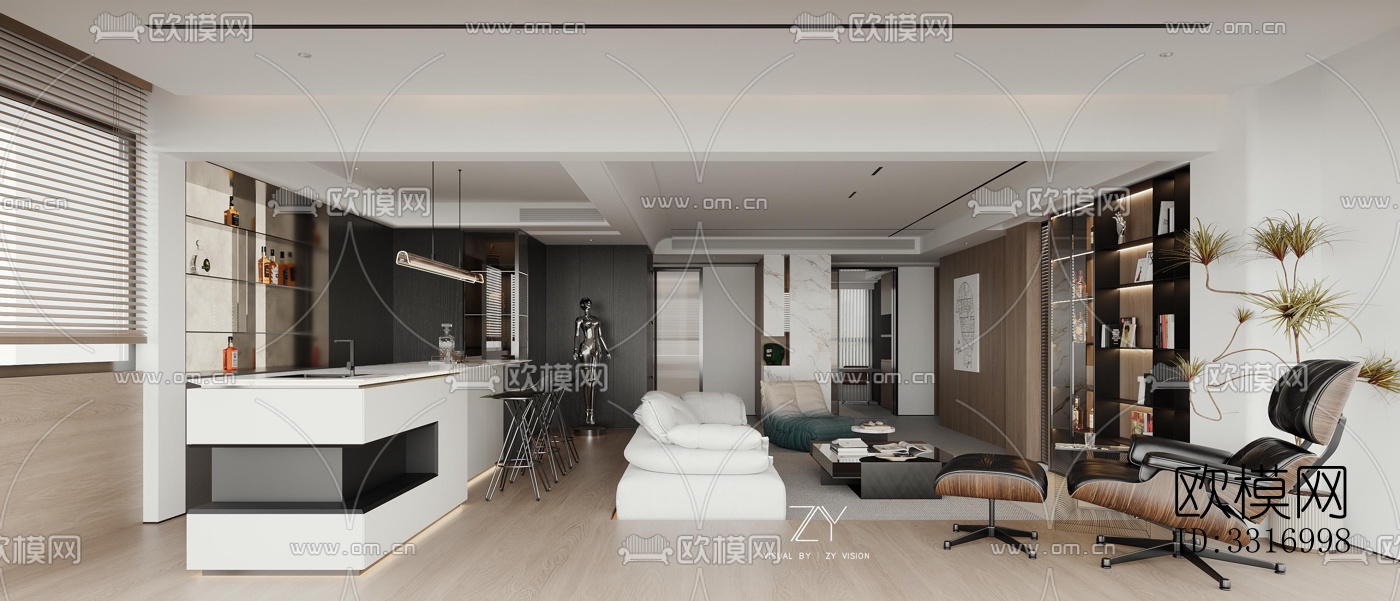 现代客厅效果图下载（渲染图1）