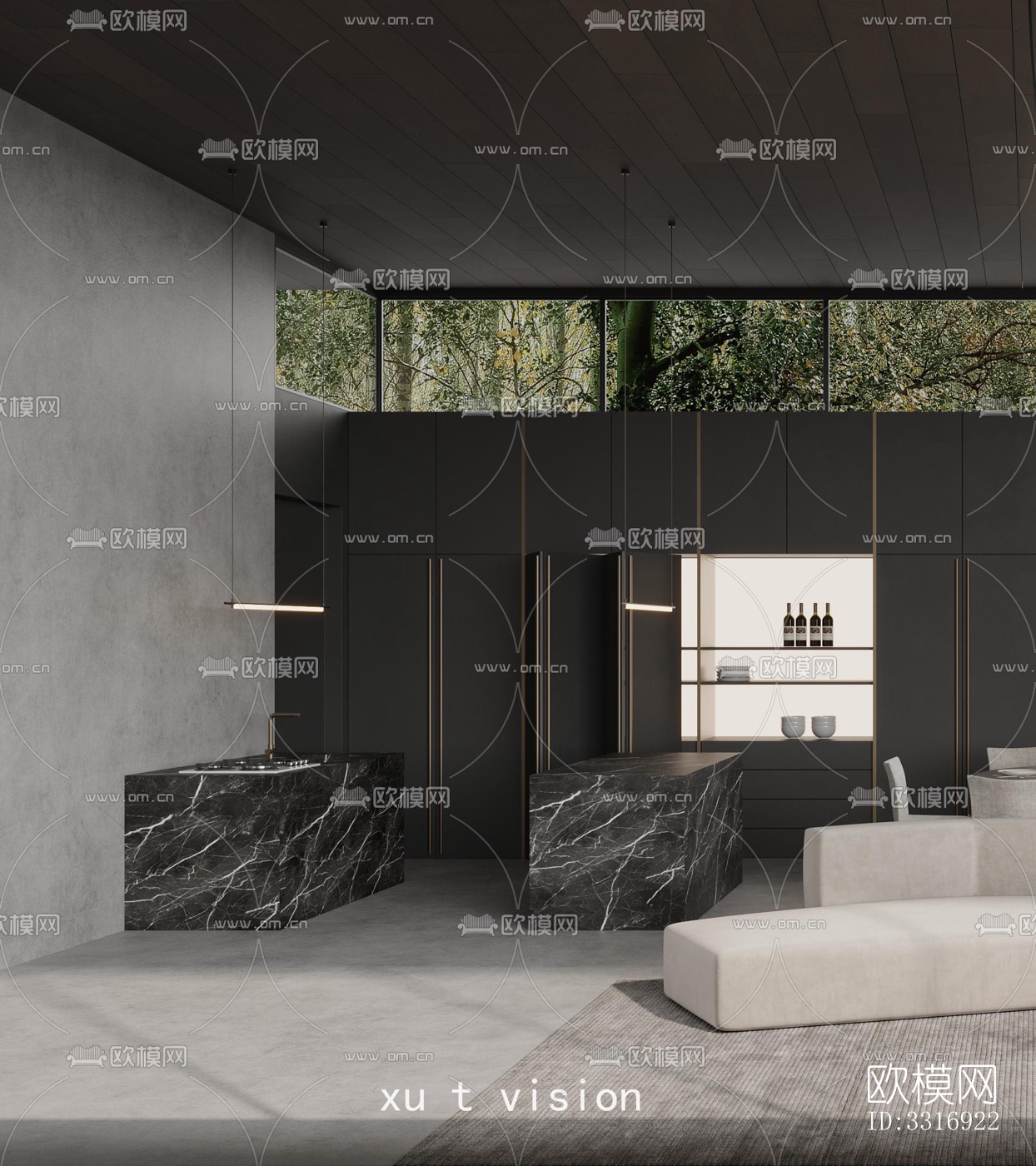 现代客厅效果图下载（渲染图11）