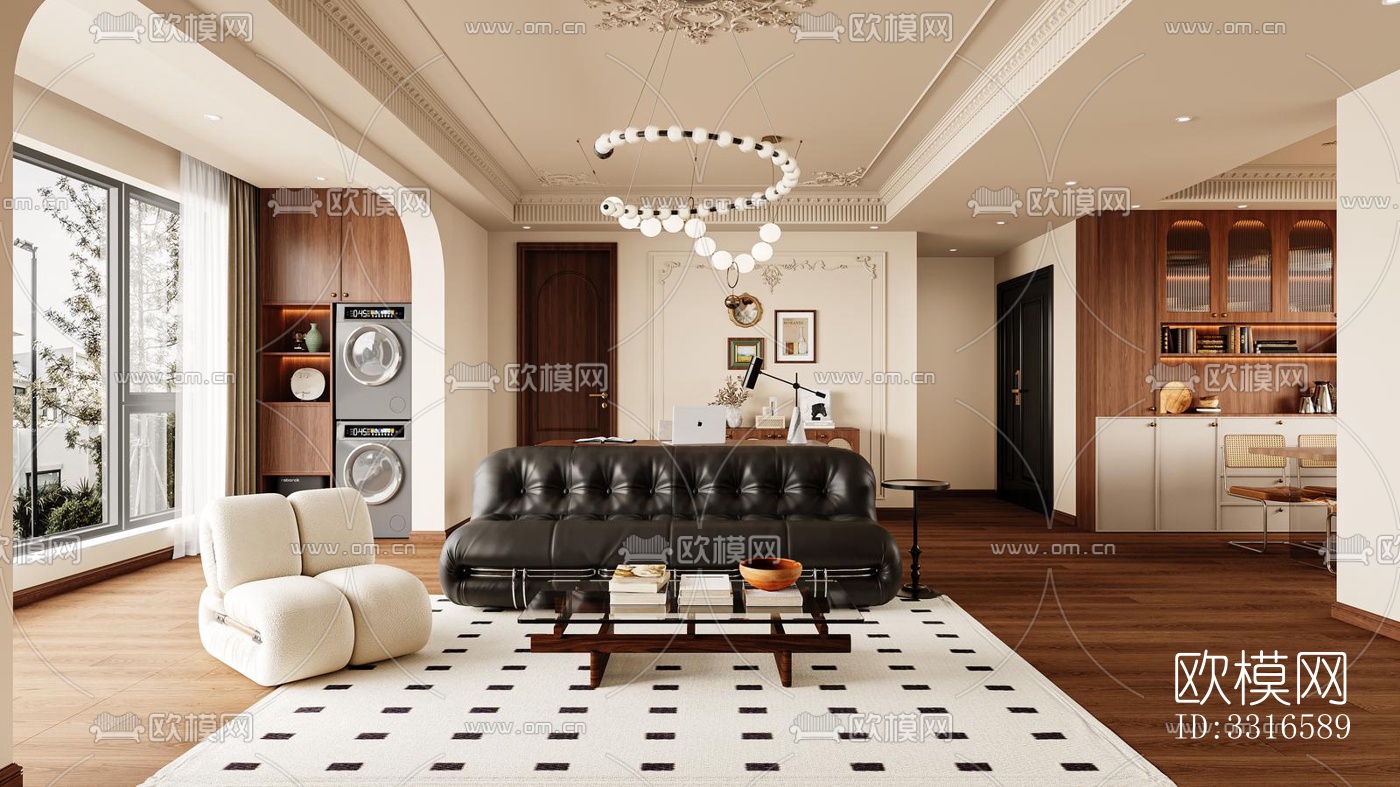 中古风客厅效果图下载（渲染图2）