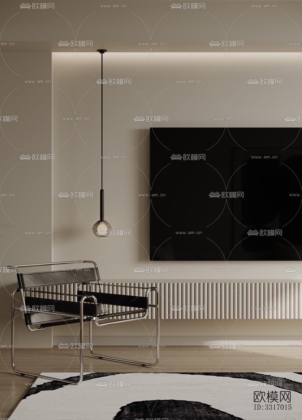 现代客厅效果图下载（渲染图4）