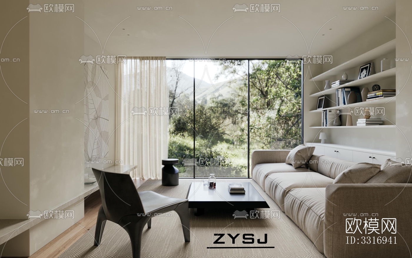 现代客厅效果图下载（渲染图2）