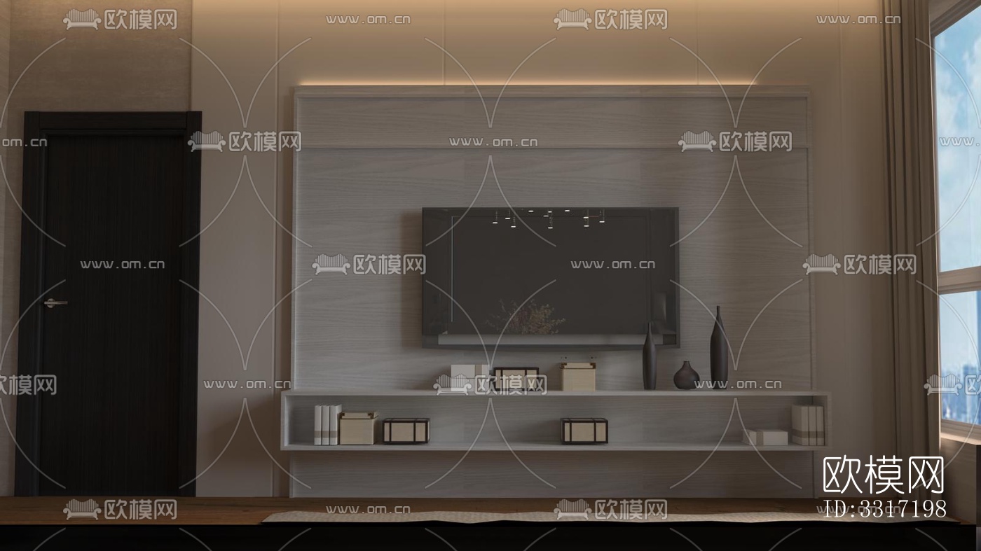 现代客厅效果图下载（渲染图4）