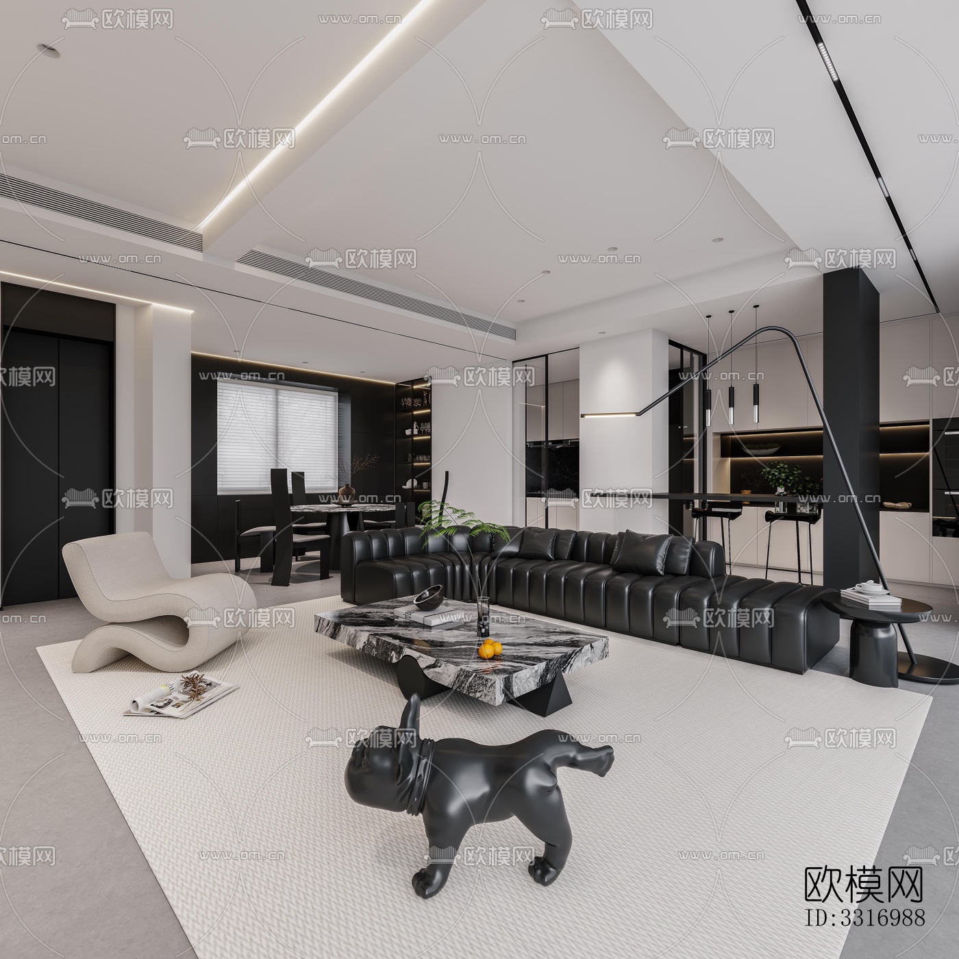 现代客厅效果图下载（渲染图1）