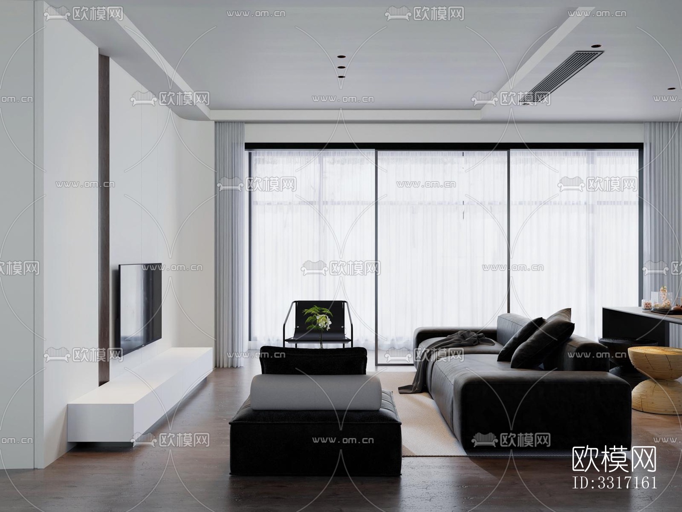 现代客厅效果图下载（渲染图5）