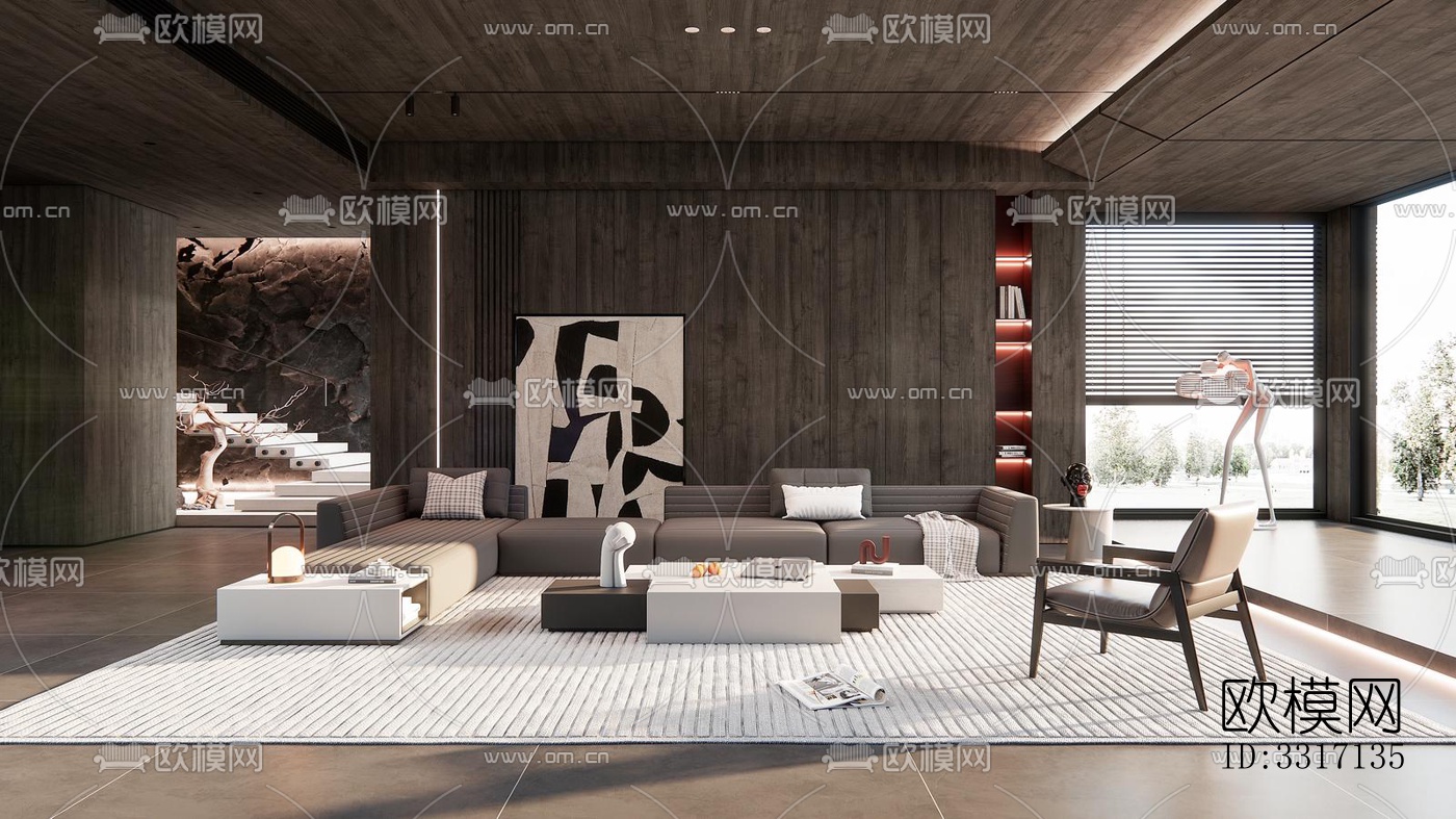 现代客厅效果图下载（渲染图7）