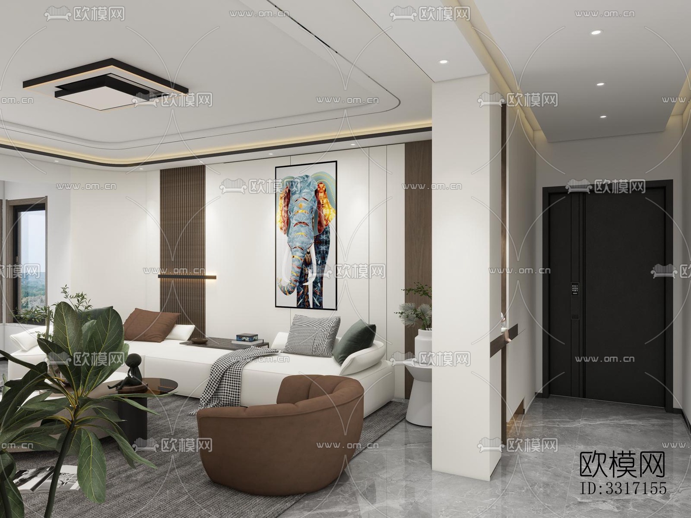 现代客厅效果图下载（渲染图9）