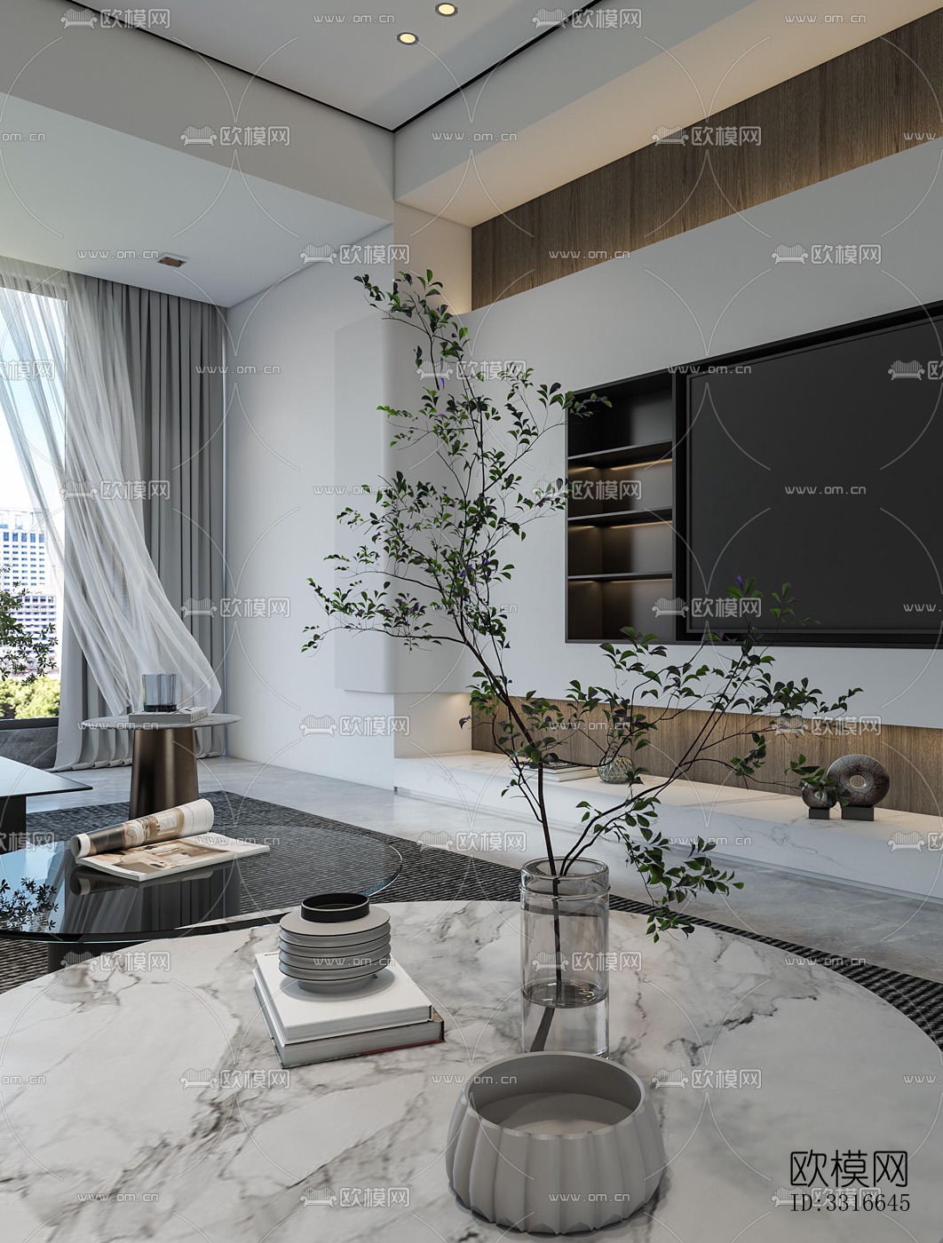 现代客厅效果图下载（渲染图1）
