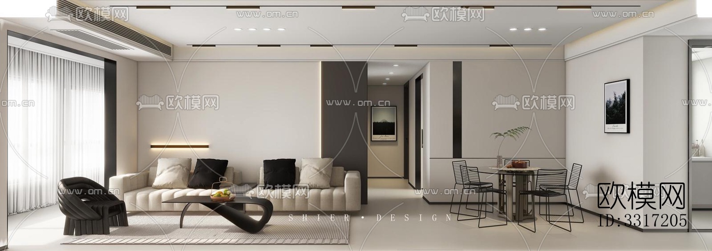 现代客厅效果图下载（渲染图5）