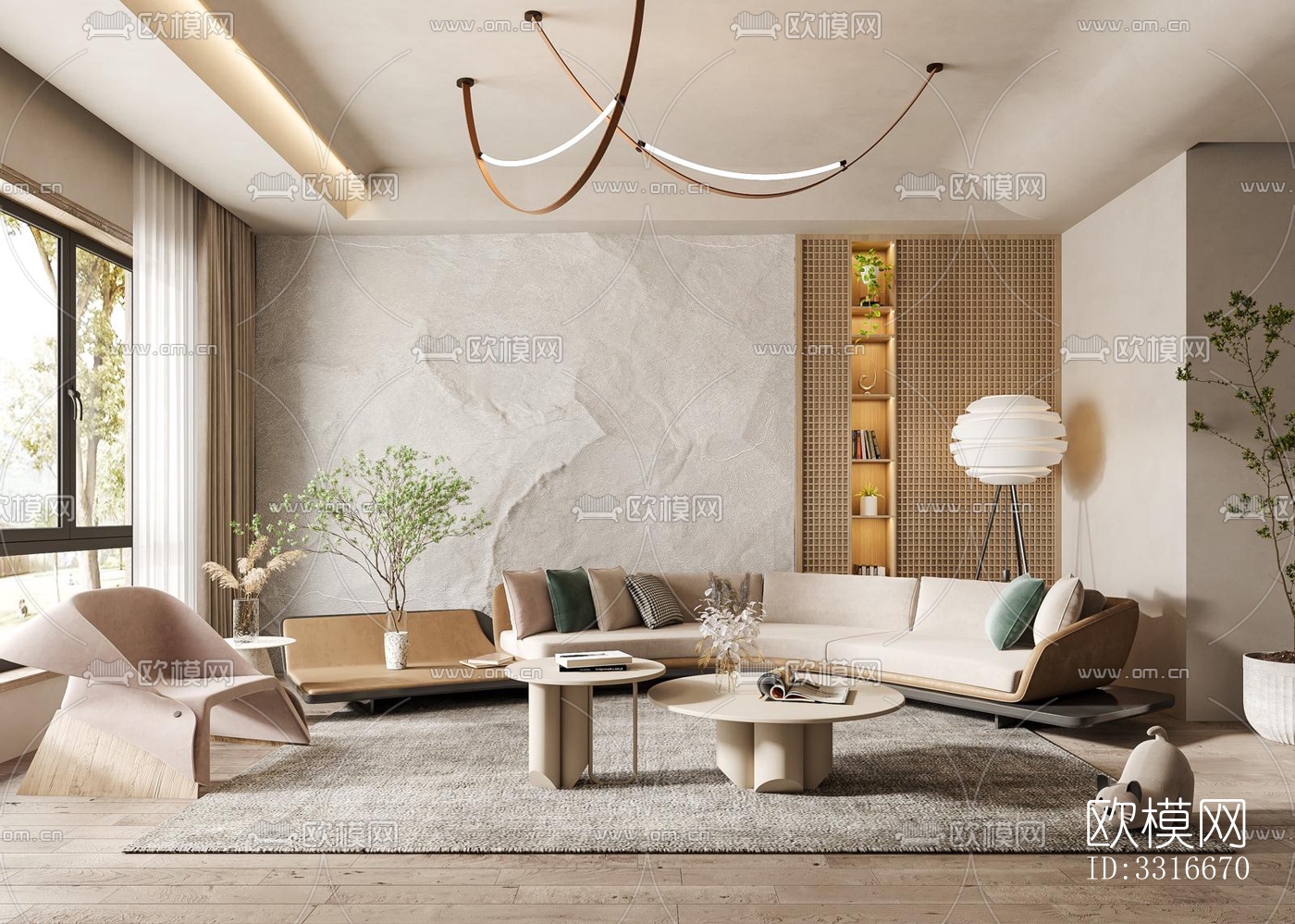 现代客厅效果图下载（渲染图1）