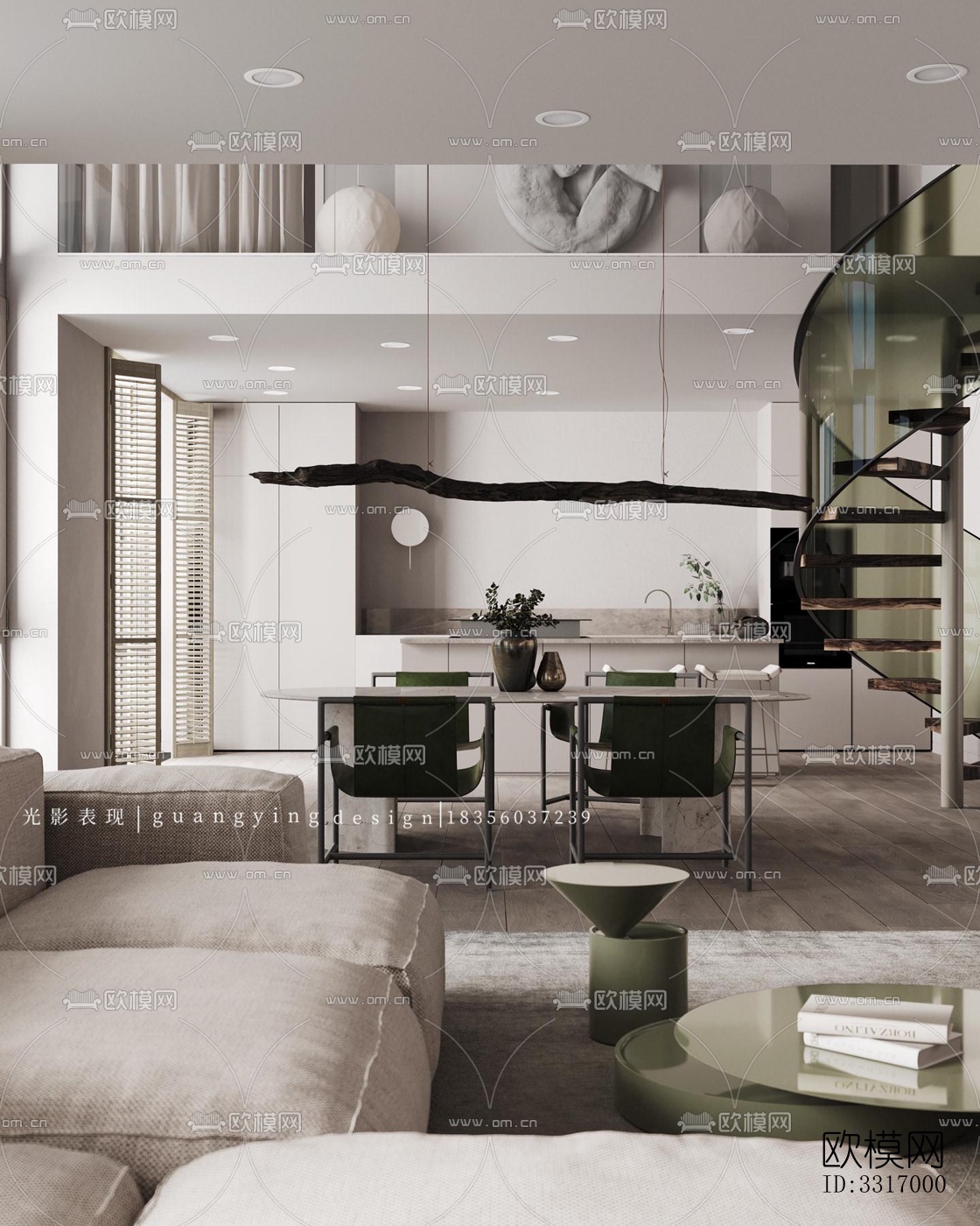 现代客厅效果图下载（渲染图4）