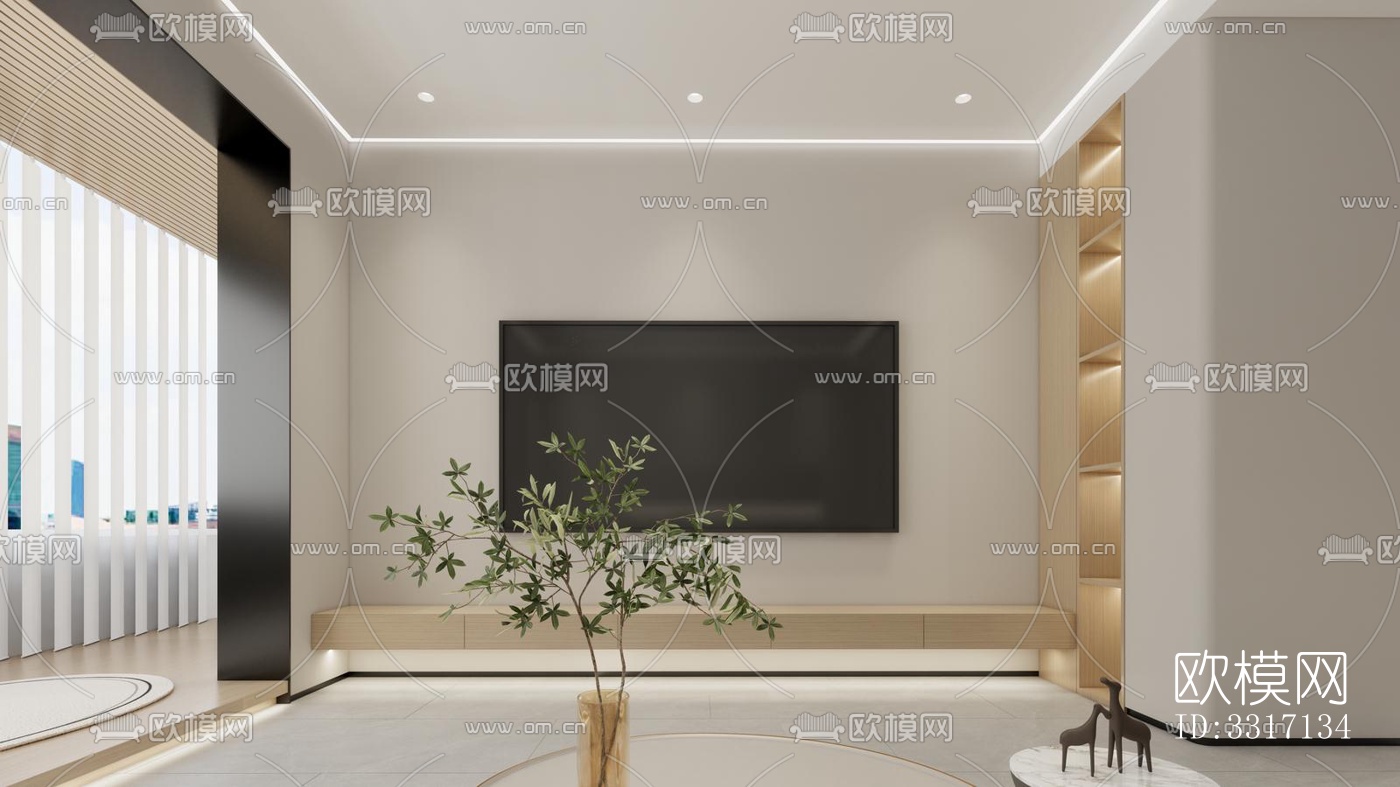 现代客厅效果图下载（渲染图2）