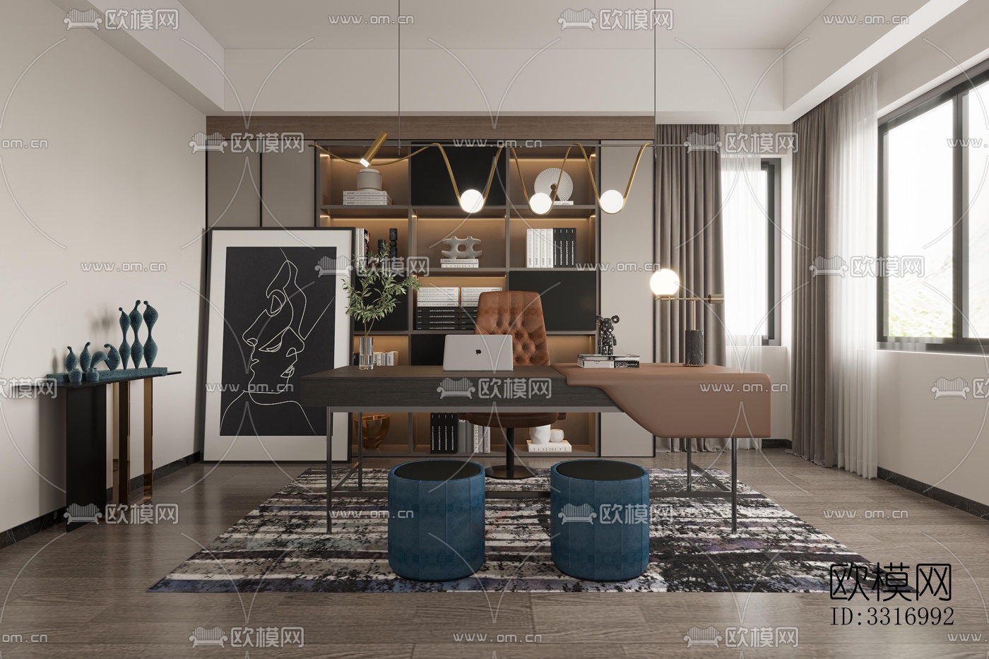 现代客厅效果图下载（渲染图8）