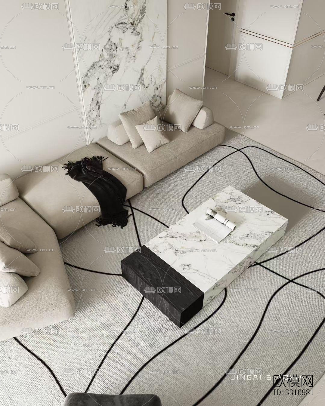 现代客厅效果图下载（渲染图2）