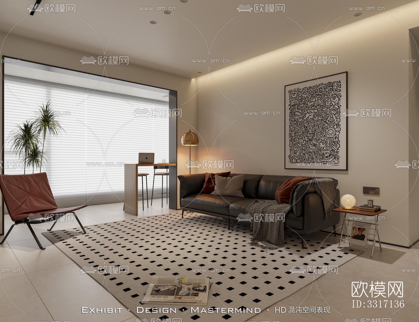 现代客厅效果图下载（渲染图6）