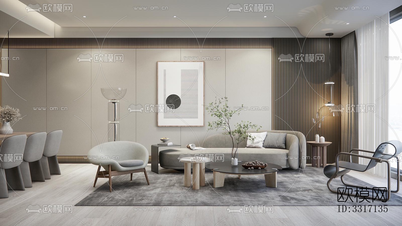 现代客厅效果图下载（渲染图8）