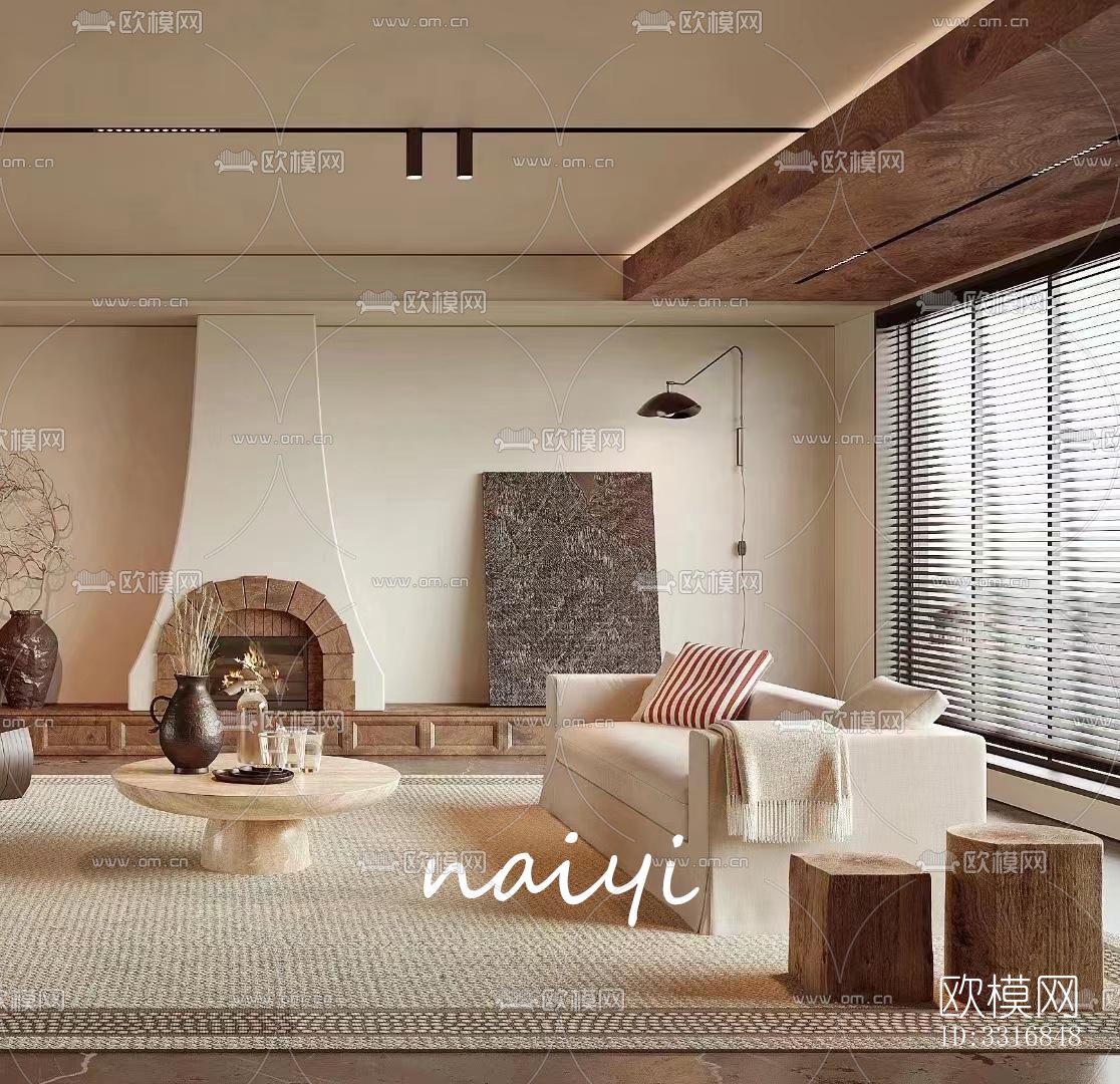 现代客厅效果图下载（渲染图4）