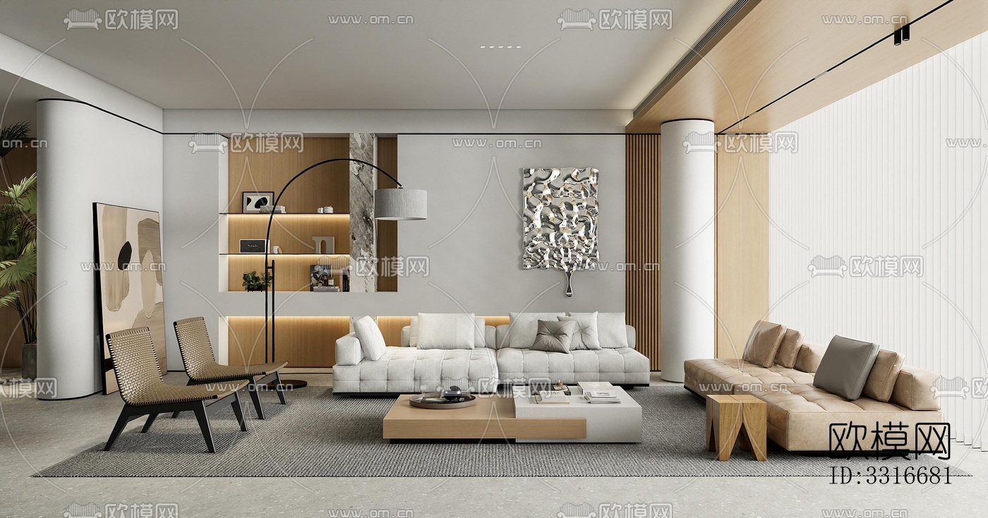 现代客厅效果图下载（渲染图1）