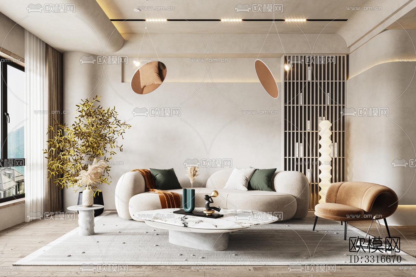 现代客厅效果图下载（渲染图18）