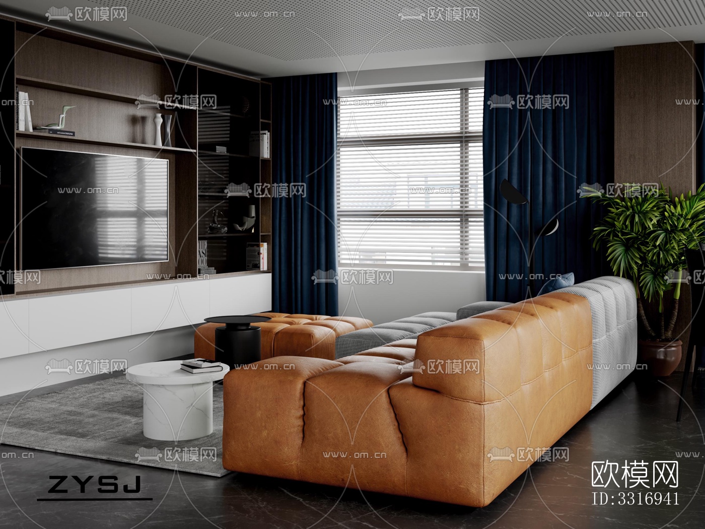 现代客厅效果图下载（渲染图6）