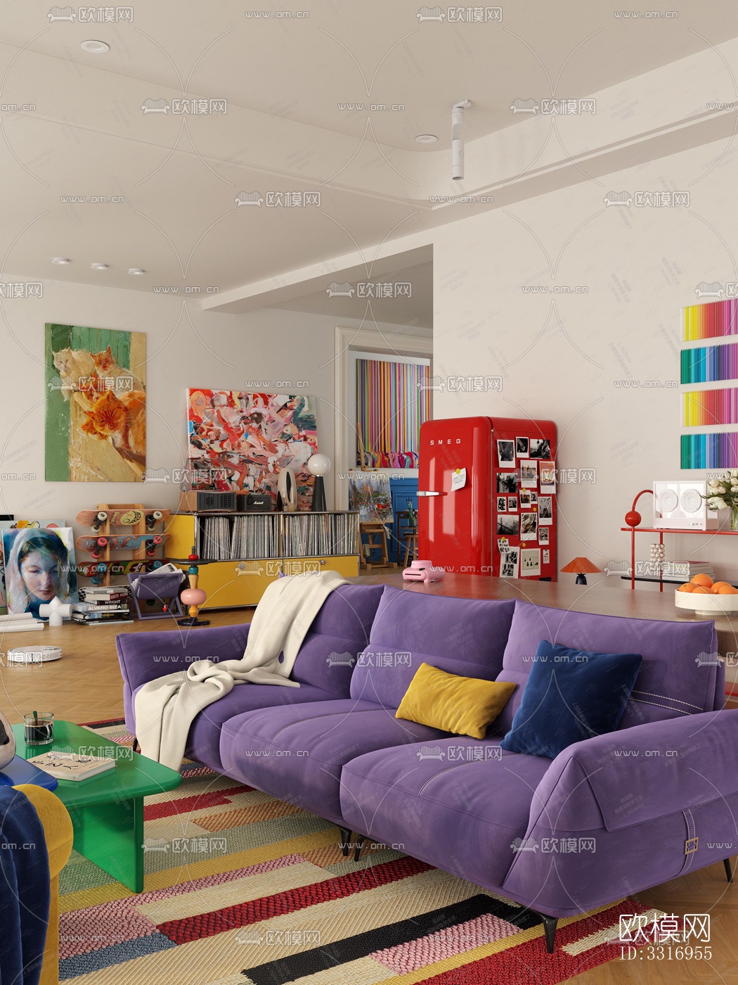 现代客厅效果图下载（渲染图4）