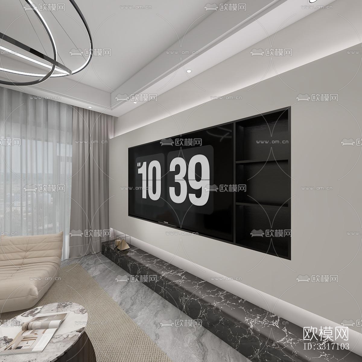 现代客厅效果图下载（渲染图1）