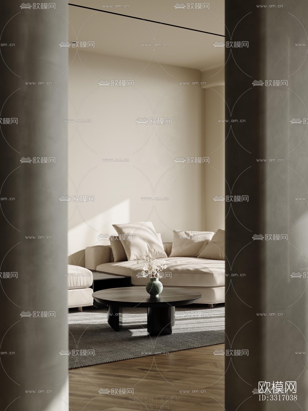 现代客厅效果图下载（渲染图3）