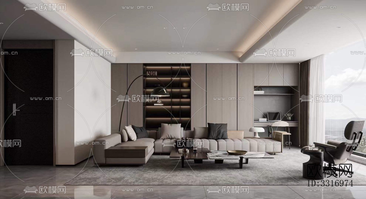 现代客厅效果图下载（渲染图8）