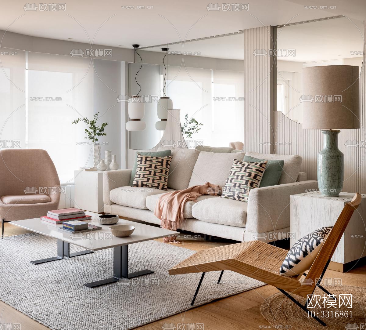 现代客厅效果图下载（渲染图4）