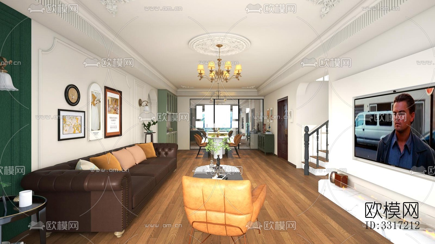 现代客厅效果图下载（渲染图4）