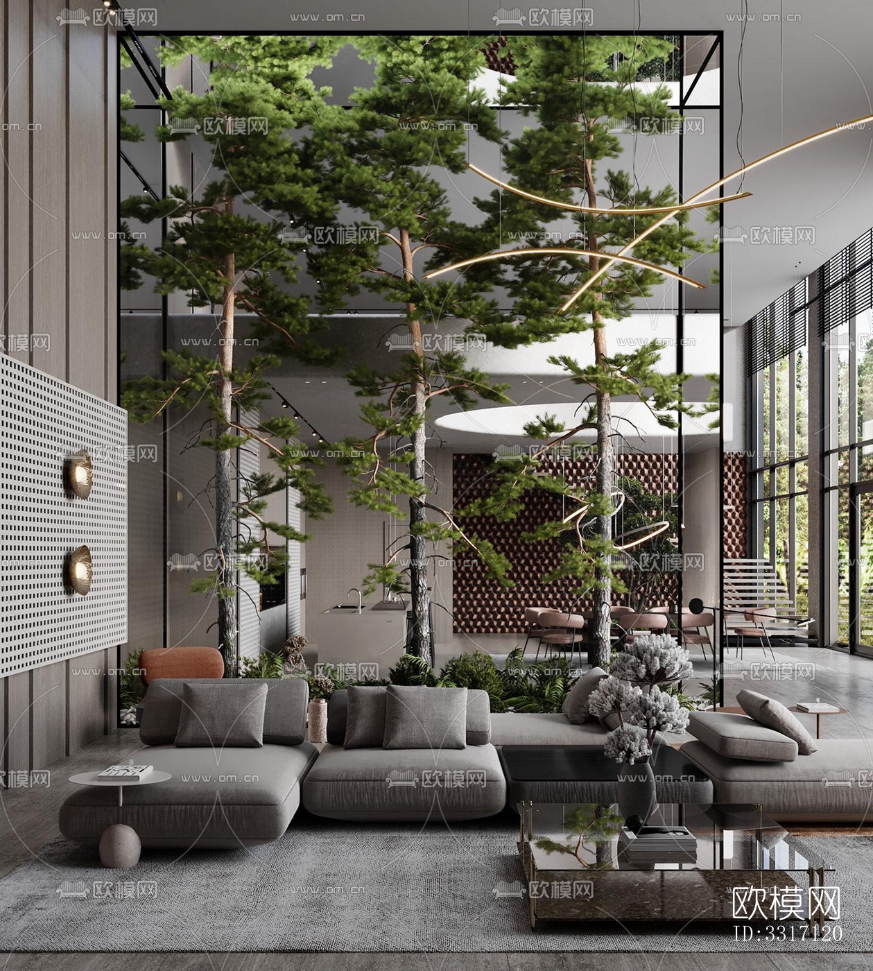 现代客厅效果图下载（渲染图8）