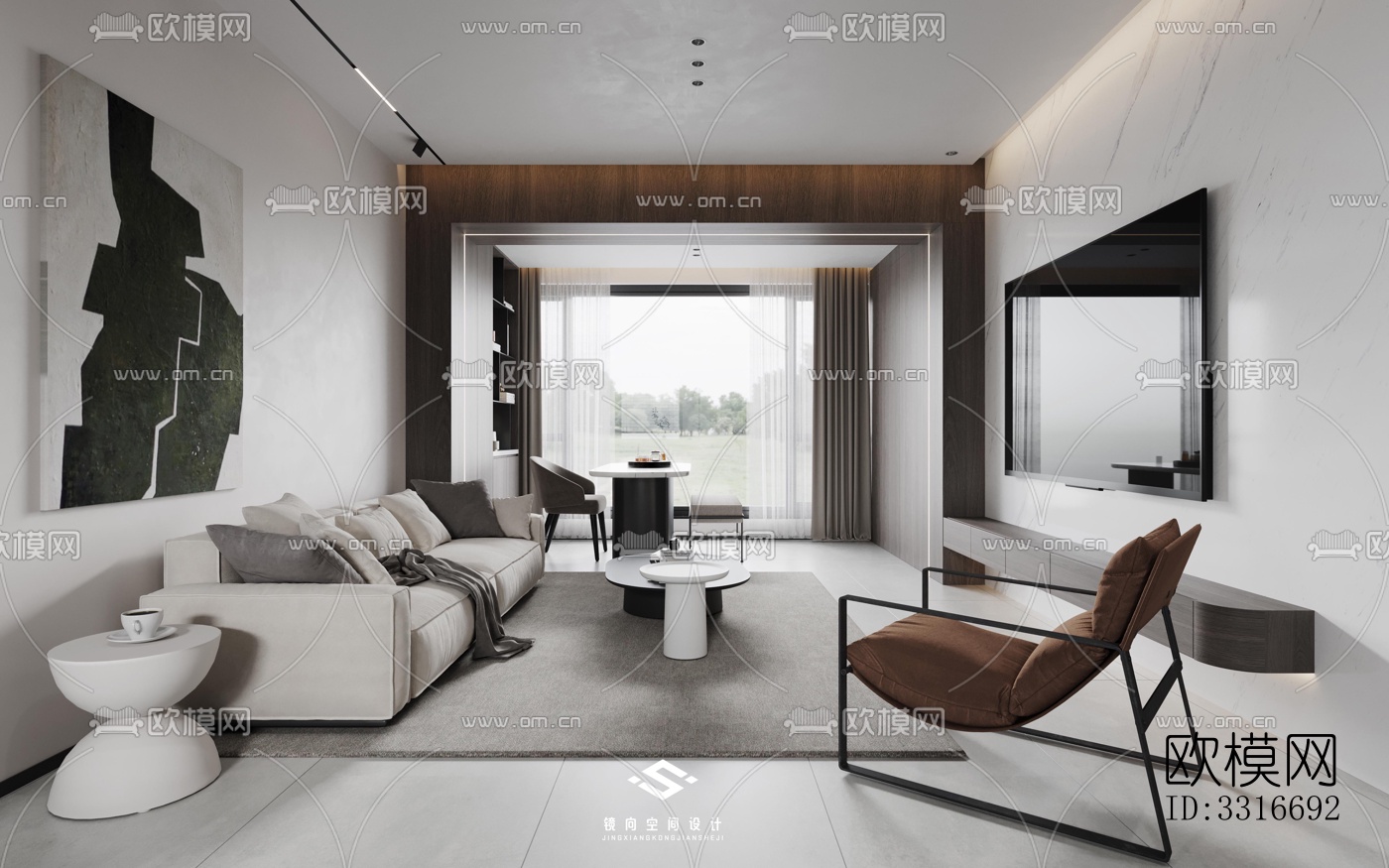 现代客厅效果图下载（渲染图7）