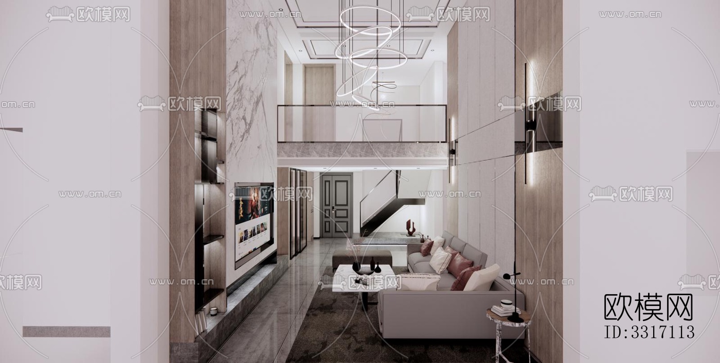 现代客厅效果图下载（渲染图3）