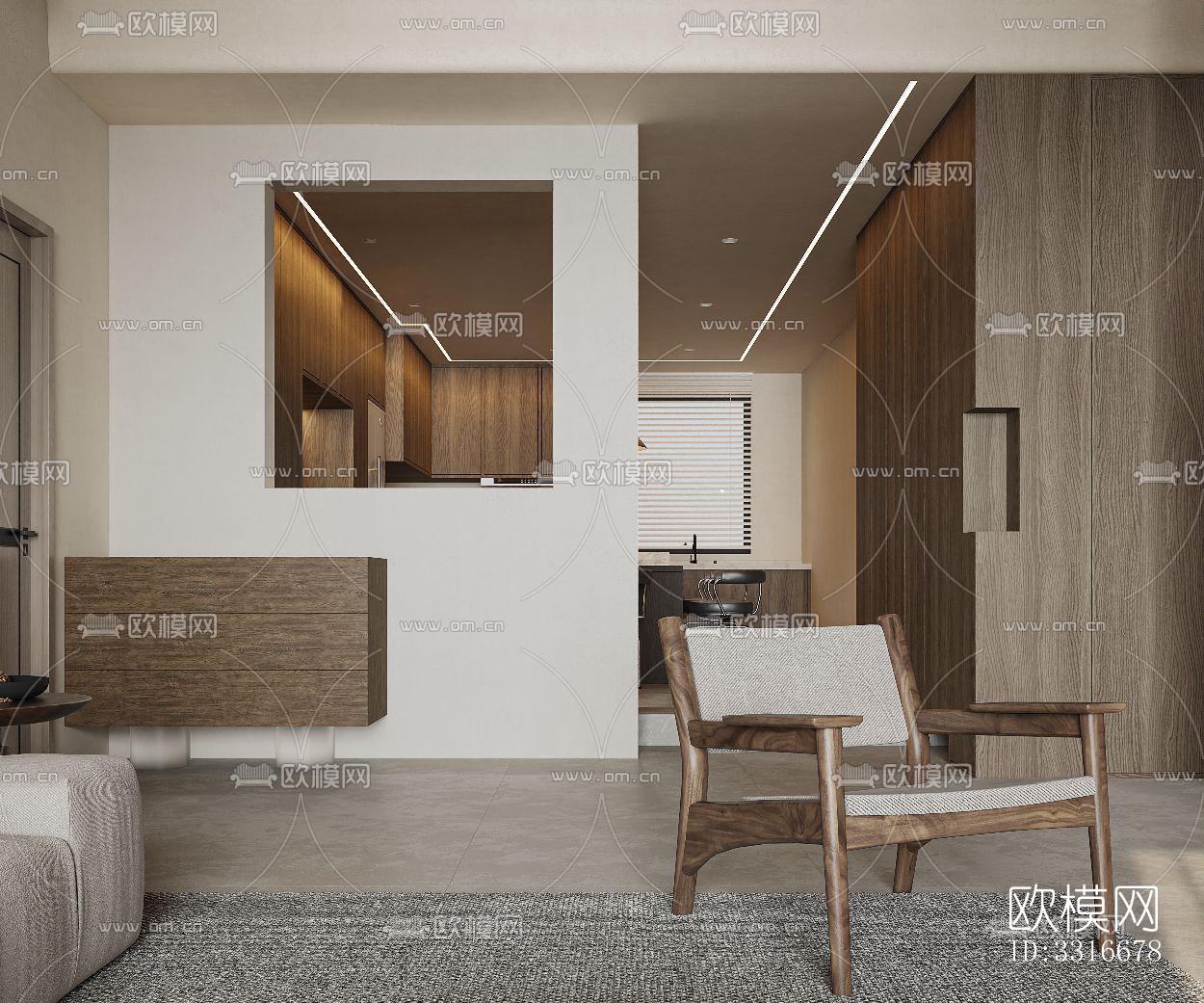 现代客厅效果图下载（渲染图5）