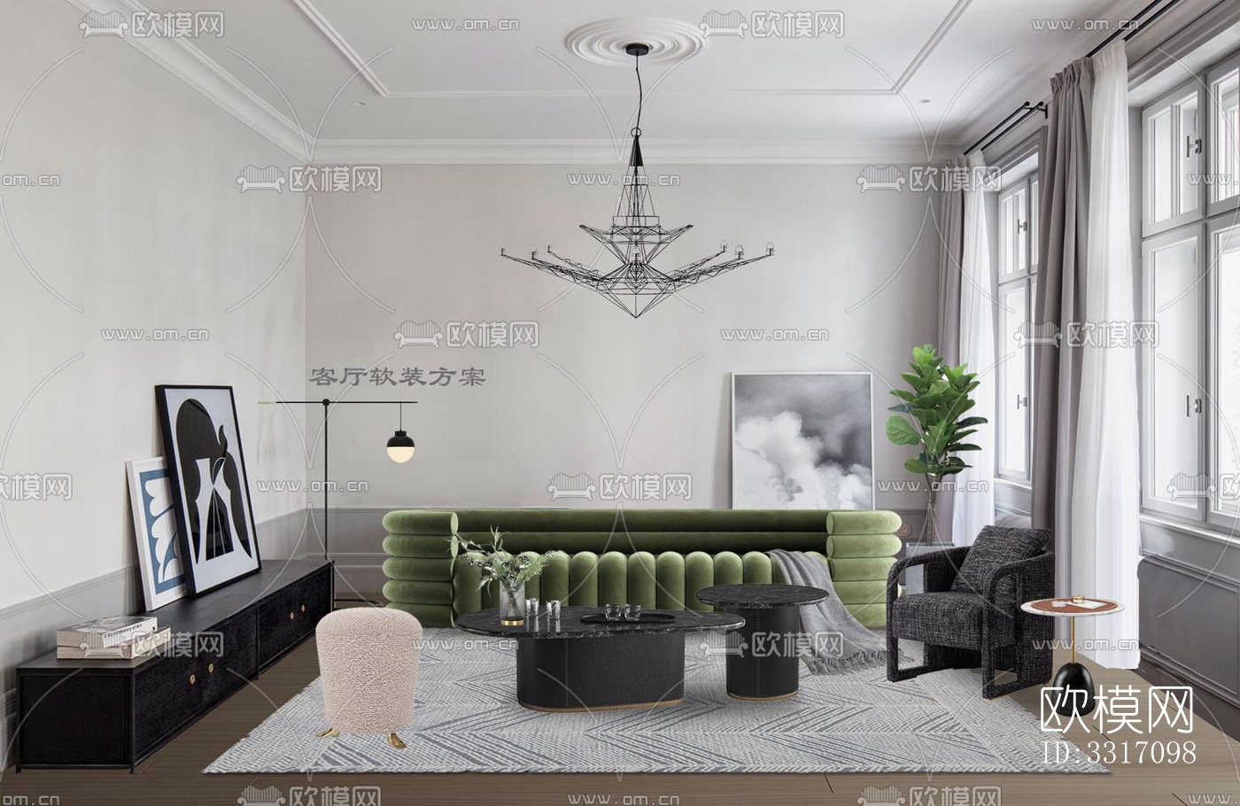 现代客厅效果图下载（渲染图7）