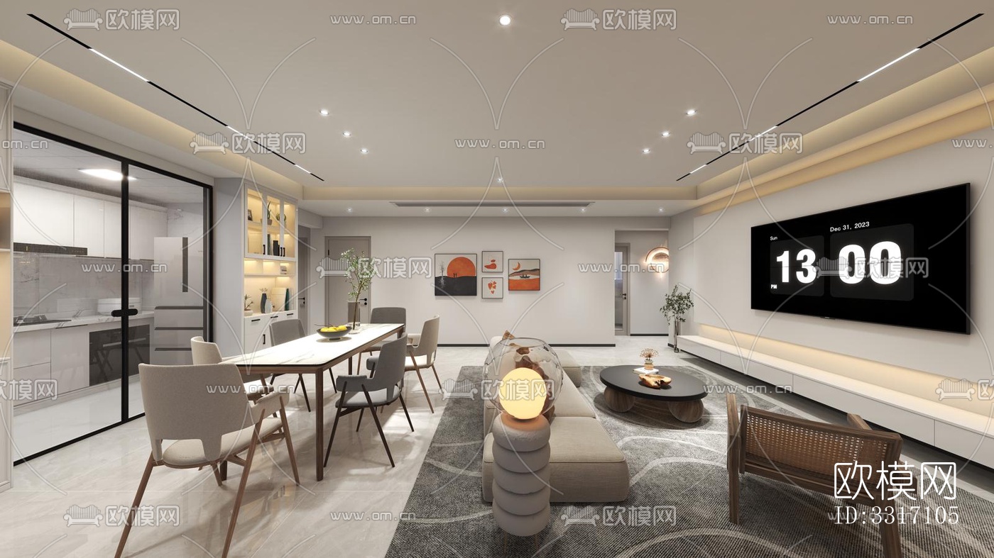 现代客厅效果图下载（渲染图2）