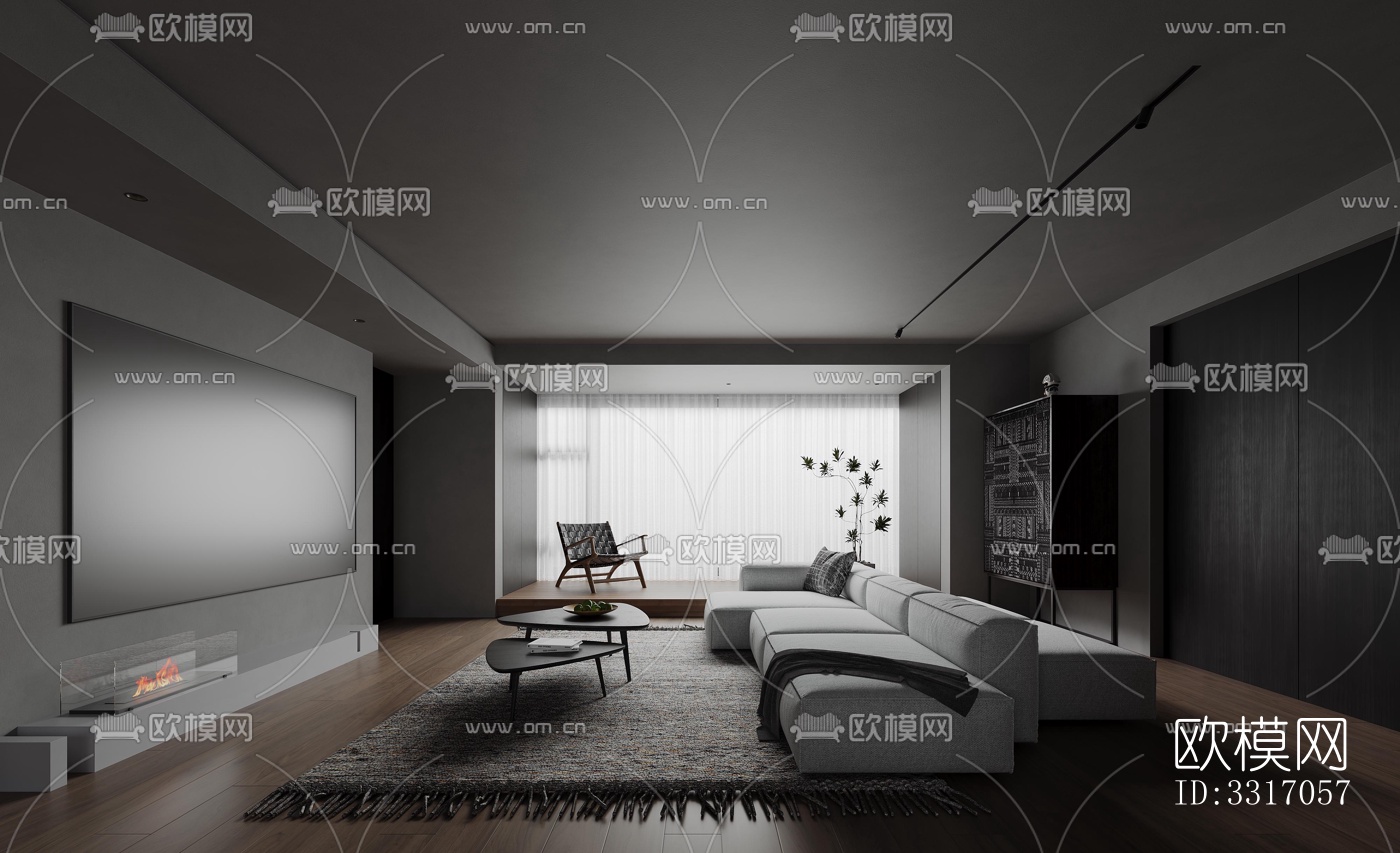 现代客厅效果图下载（渲染图2）