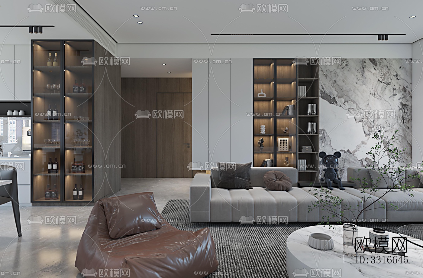 现代客厅效果图下载（渲染图6）