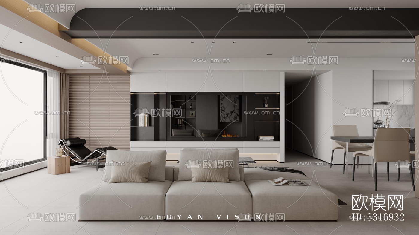 现代客厅效果图下载（渲染图1）