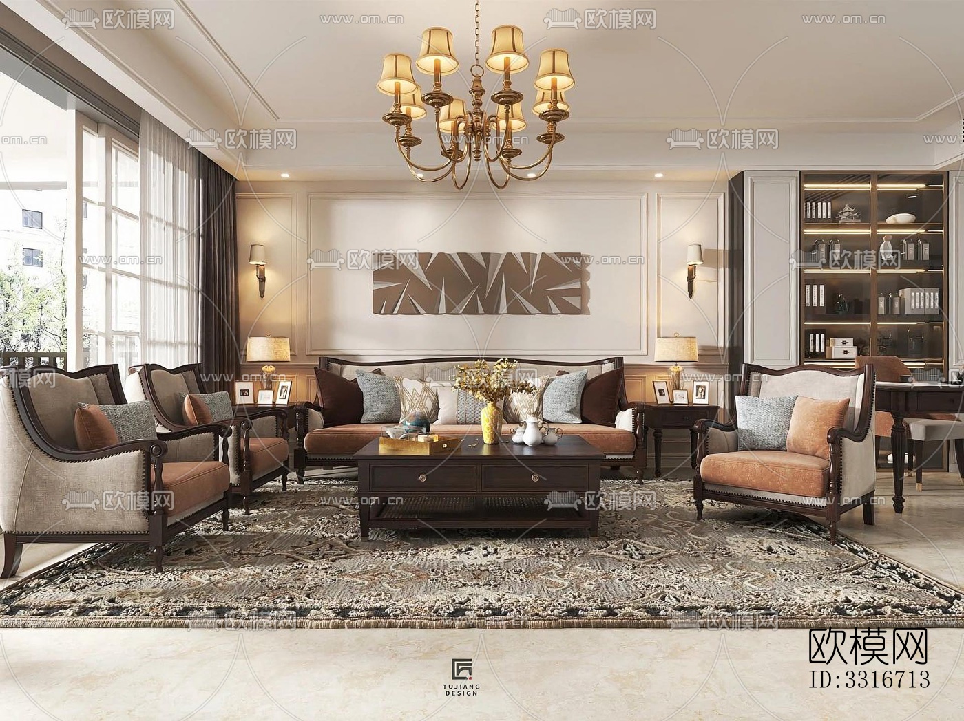 现代客厅效果图下载（渲染图2）