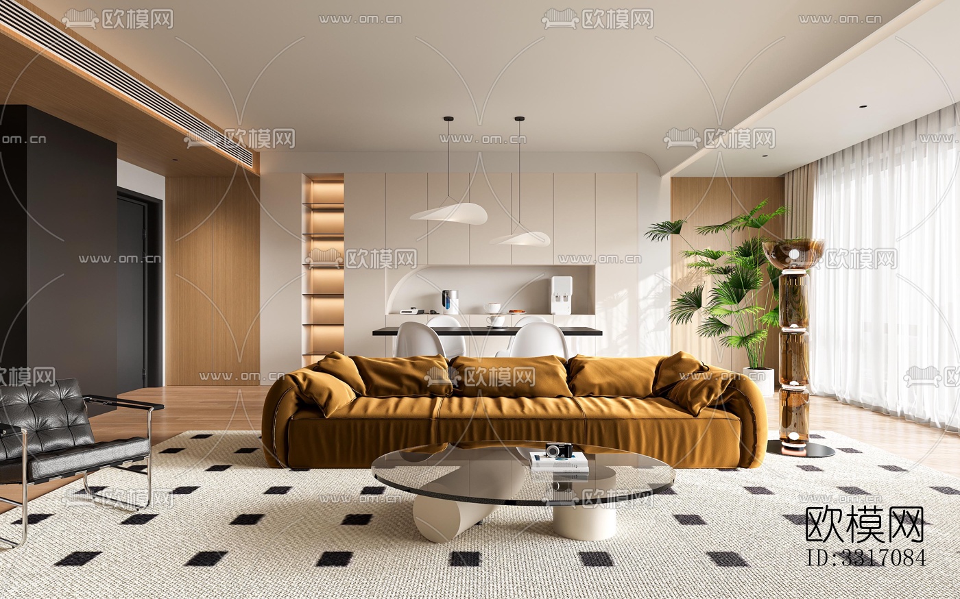 现代客厅效果图下载（渲染图1）